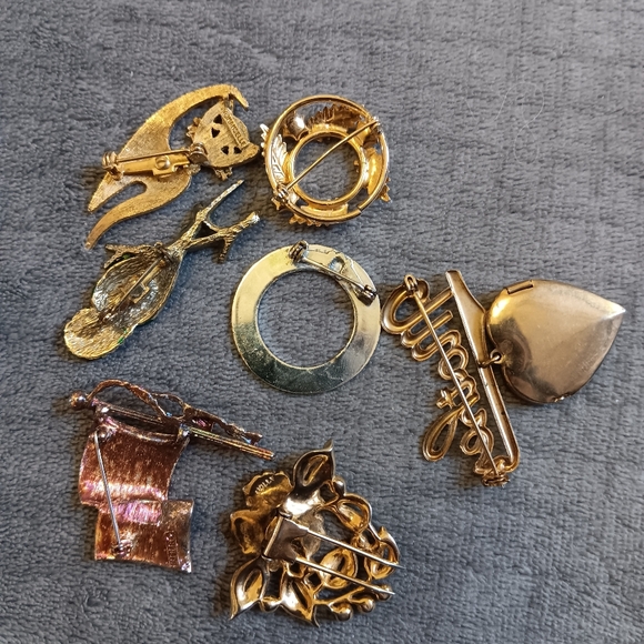Vintage Brooch Set, Lot Of Costume Jewerly Pins, Retro Glam - Picture 7 of 10